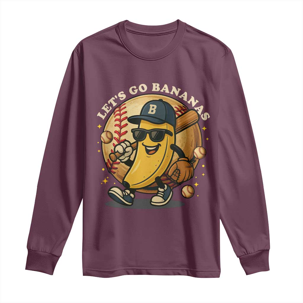 Funny Banana Baseball Long Sleeve Shirt Sports Humor Banana Baseball - Wonder Print Shop