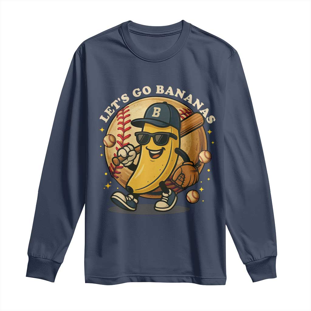 Funny Banana Baseball Long Sleeve Shirt Sports Humor Banana Baseball - Wonder Print Shop