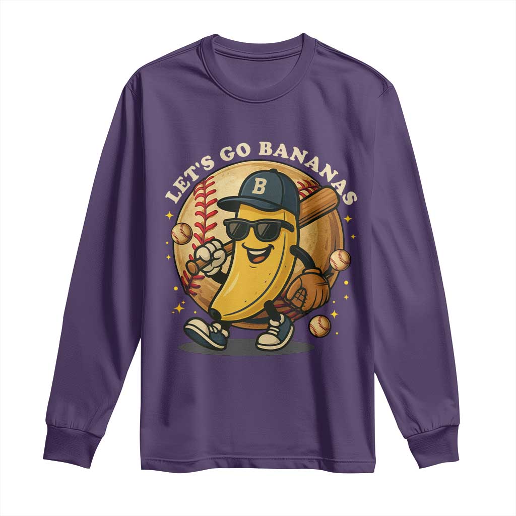 Funny Banana Baseball Long Sleeve Shirt Sports Humor Banana Baseball - Wonder Print Shop
