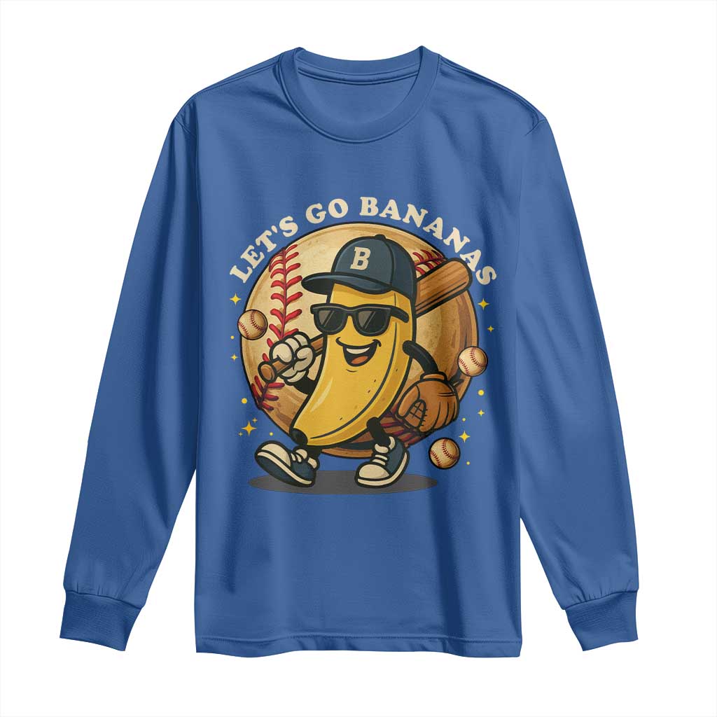 Funny Banana Baseball Long Sleeve Shirt Sports Humor Banana Baseball - Wonder Print Shop