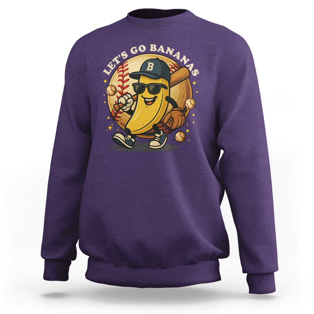 Funny Banana Baseball Sweatshirt Sports Humor Banana Baseball - Wonder Print Shop