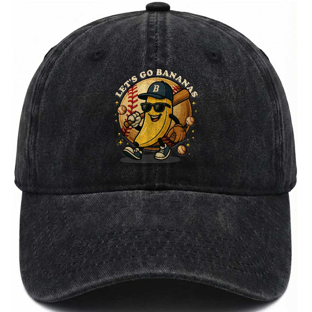 Funny Banana Baseball Washed Cotton Baseball Cap Sports Humor Banana Baseball