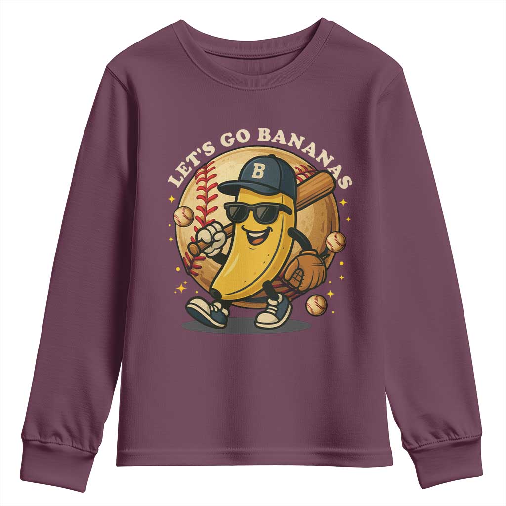 Funny Banana Baseball Youth Sweatshirt Sports Humor Banana Baseball - Wonder Print Shop