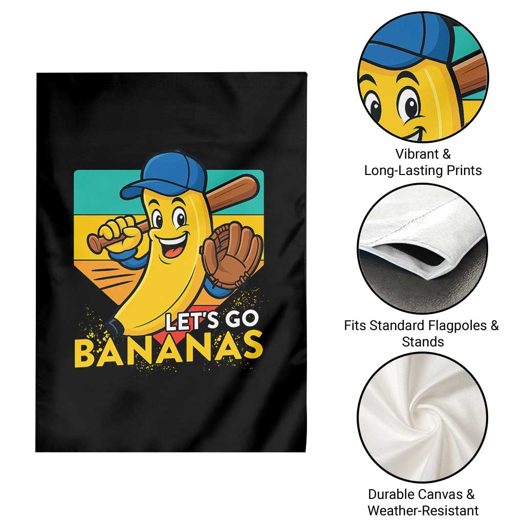 Lets Go Bananas Garden Flag Funny Banana Baseball Fruit Sports Gift - Wonder Print Shop