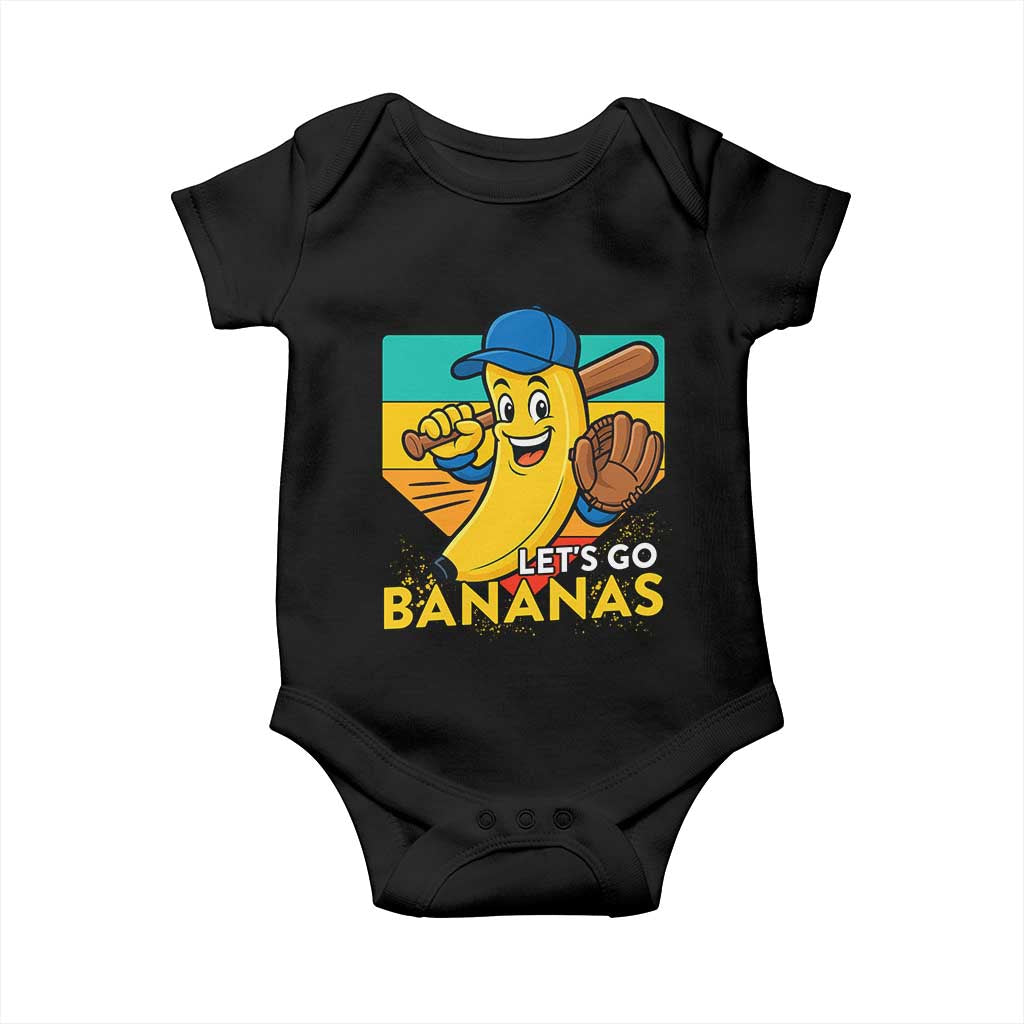Lets Go Bananas Baby Onesie Funny Banana Baseball Fruit Sports Gift - Wonder Print Shop