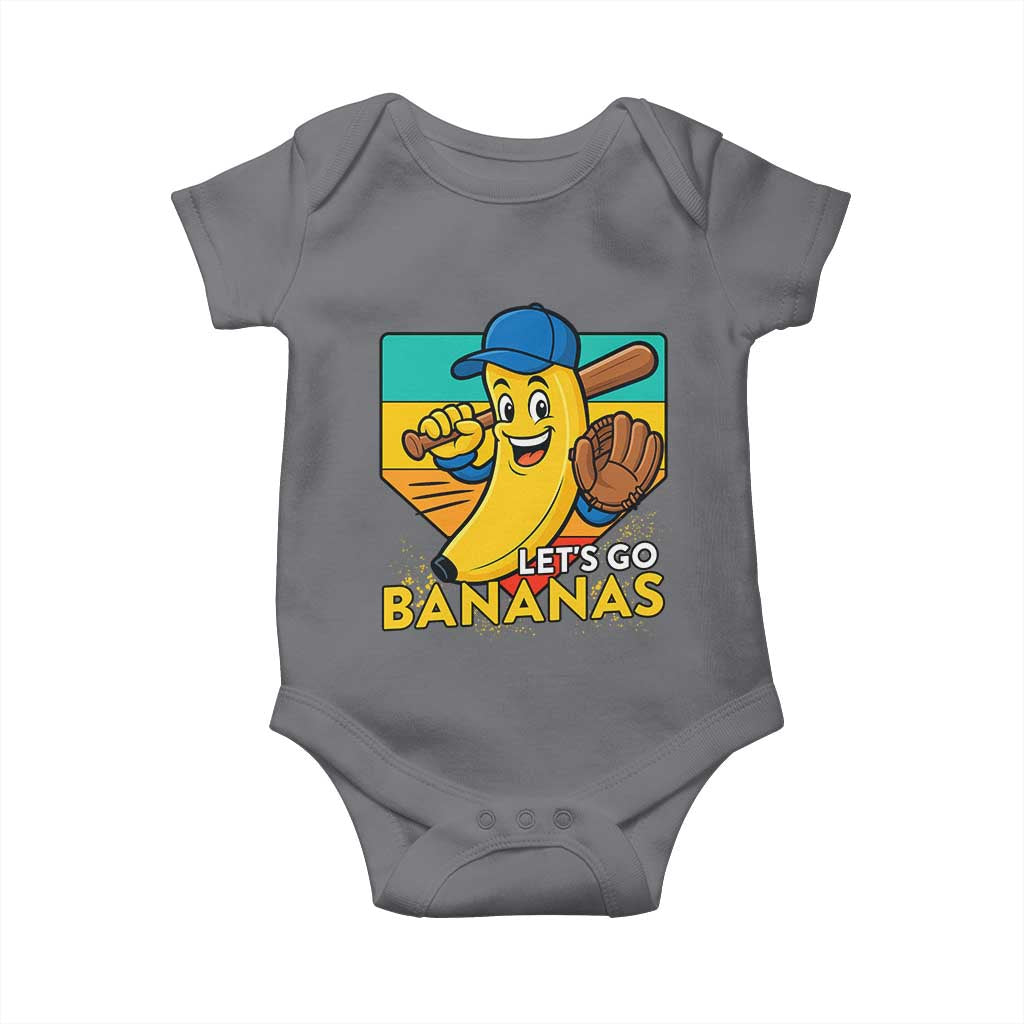 Lets Go Bananas Baby Onesie Funny Banana Baseball Fruit Sports Gift - Wonder Print Shop