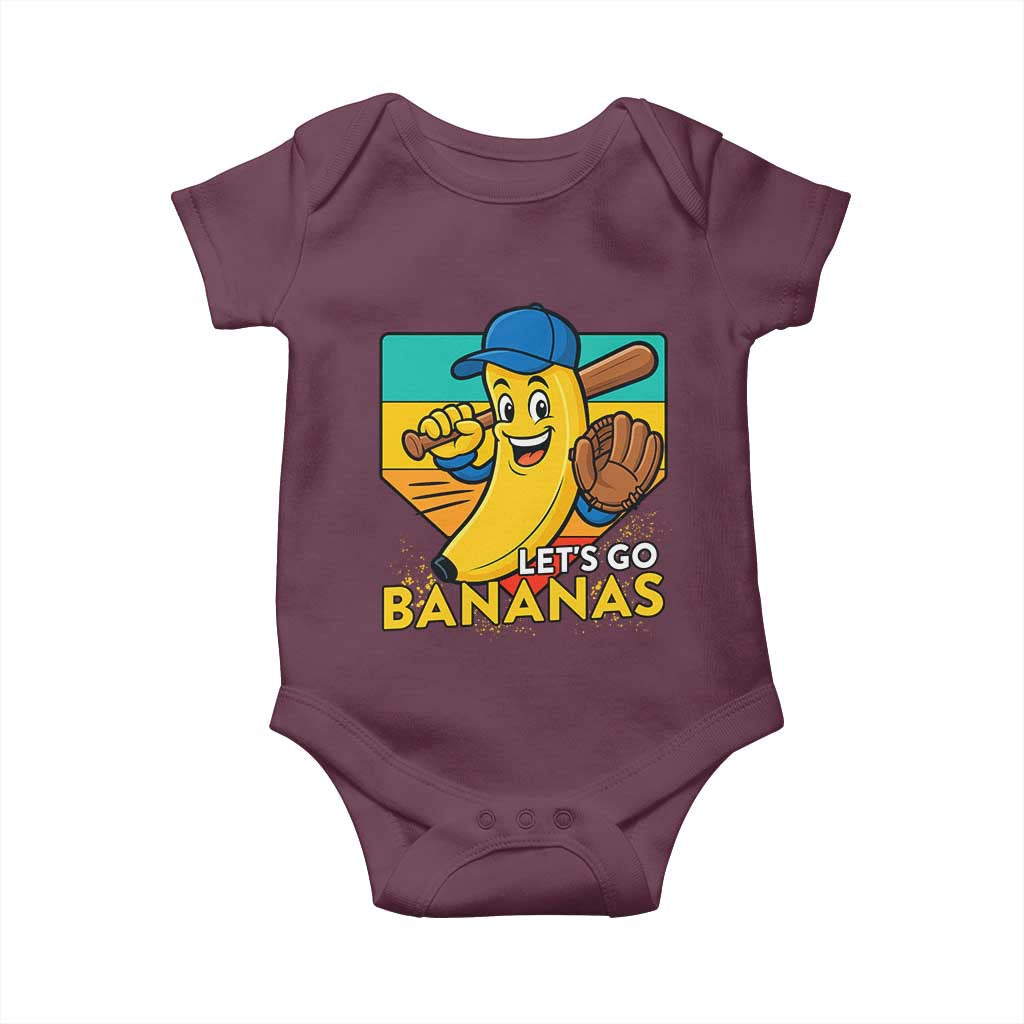 Lets Go Bananas Baby Onesie Funny Banana Baseball Fruit Sports Gift - Wonder Print Shop