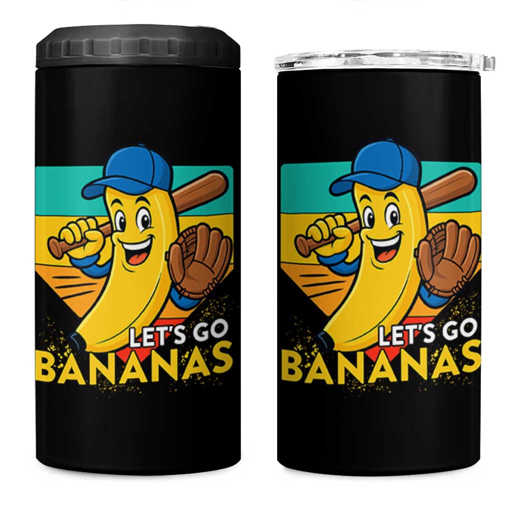Lets Go Bananas 4 in 1 Can Cooler Tumbler Funny Banana Baseball Fruit Sports Gift