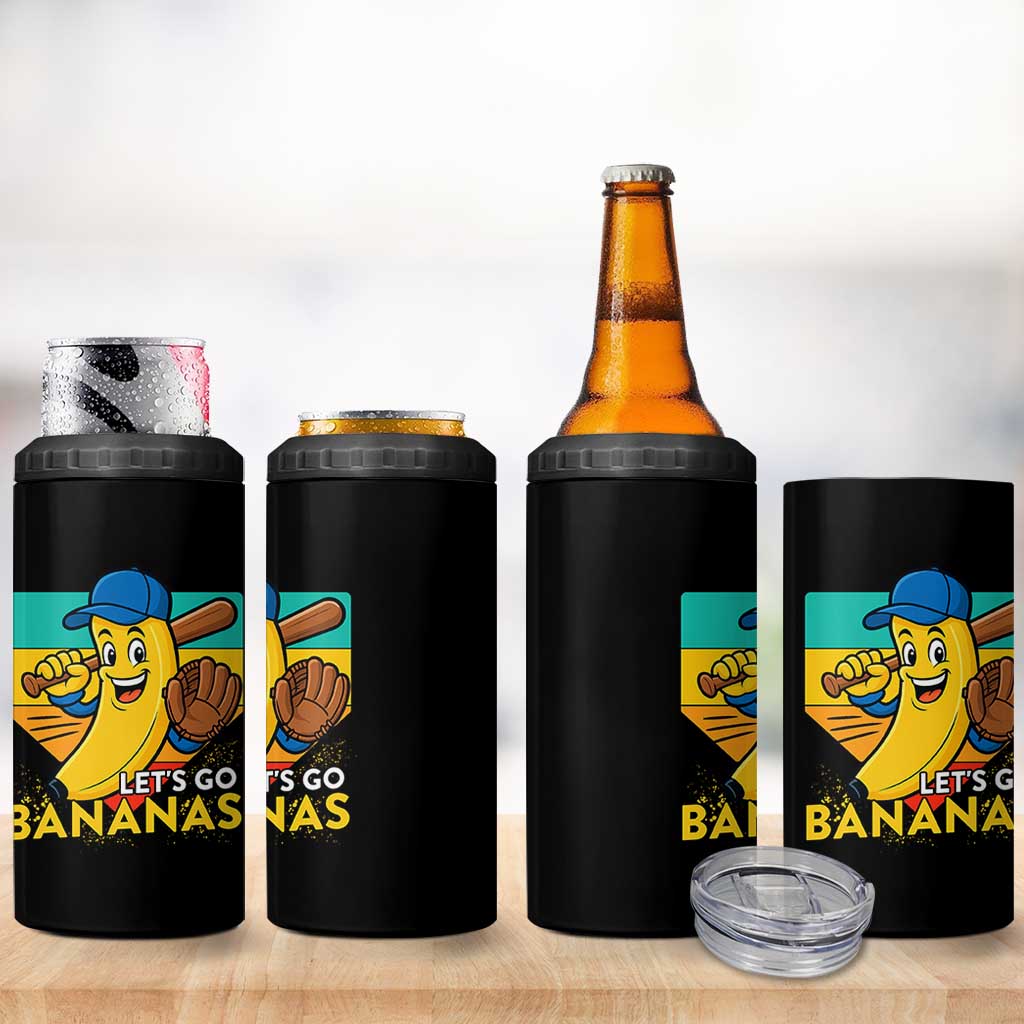 Lets Go Bananas 4 in 1 Can Cooler Tumbler Funny Banana Baseball Fruit Sports Gift