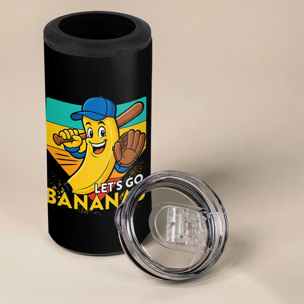 Lets Go Bananas 4 in 1 Can Cooler Tumbler Funny Banana Baseball Fruit Sports Gift