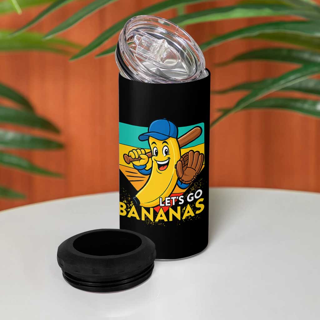 Lets Go Bananas 4 in 1 Can Cooler Tumbler Funny Banana Baseball Fruit Sports Gift