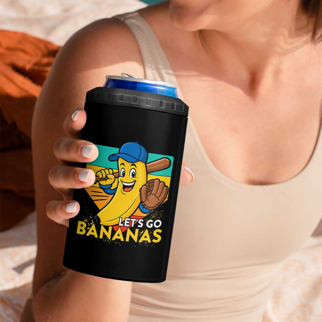 Lets Go Bananas 4 in 1 Can Cooler Tumbler Funny Banana Baseball Fruit Sports Gift