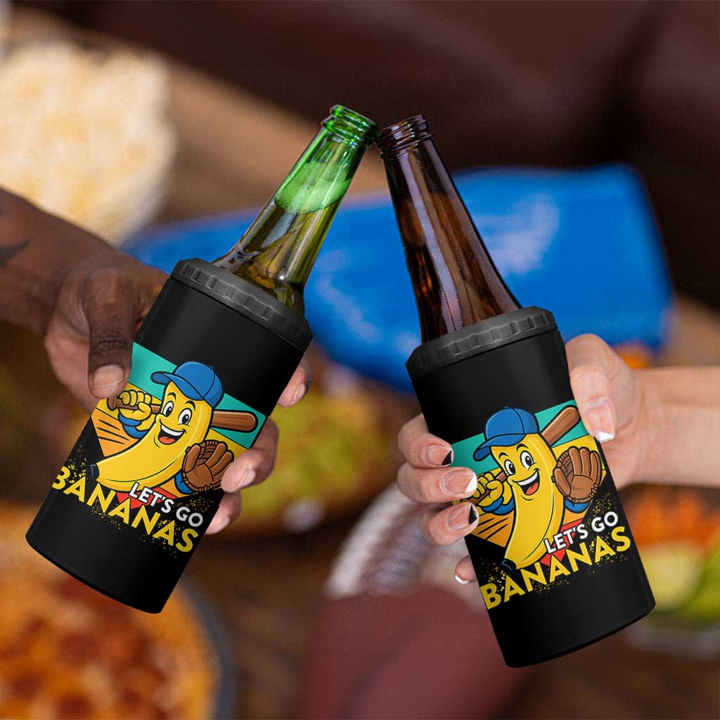 Lets Go Bananas 4 in 1 Can Cooler Tumbler Funny Banana Baseball Fruit Sports Gift