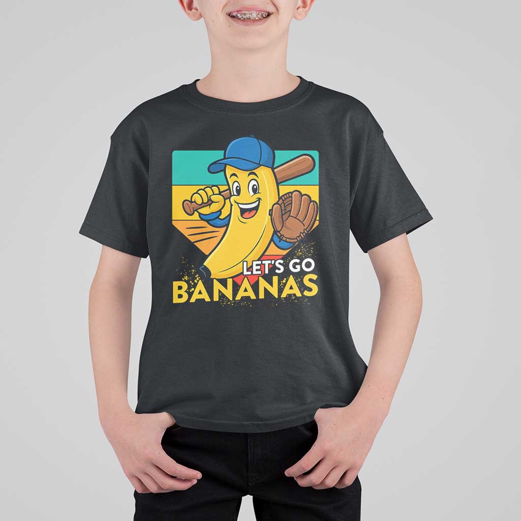 Lets Go Bananas T Shirt For Kid Funny Banana Baseball Fruit Sports Gift - Wonder Print Shop