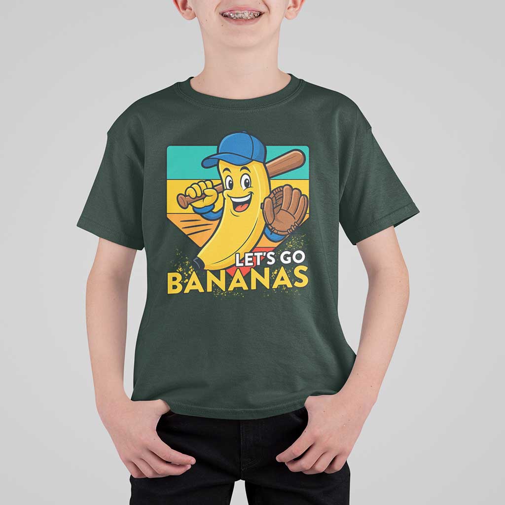 Lets Go Bananas T Shirt For Kid Funny Banana Baseball Fruit Sports Gift - Wonder Print Shop