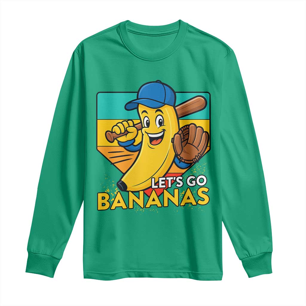 Lets Go Bananas Long Sleeve Shirt Funny Banana Baseball Fruit Sports Gift - Wonder Print Shop