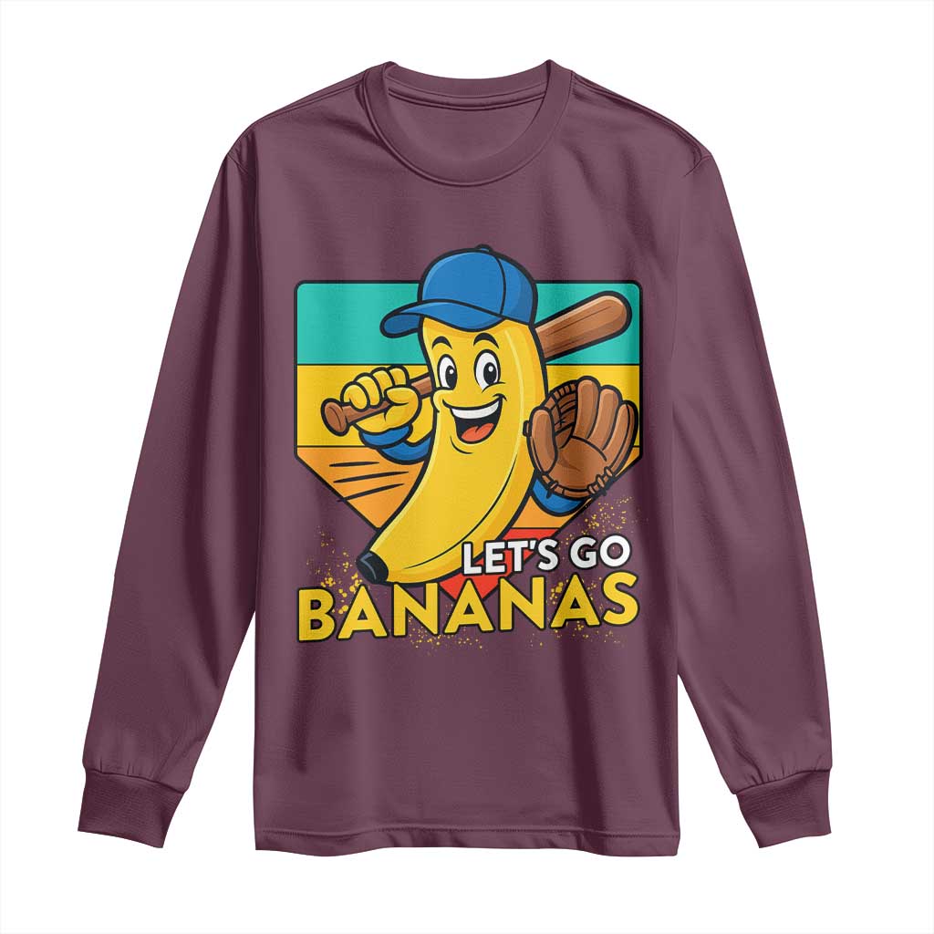 Lets Go Bananas Long Sleeve Shirt Funny Banana Baseball Fruit Sports Gift - Wonder Print Shop