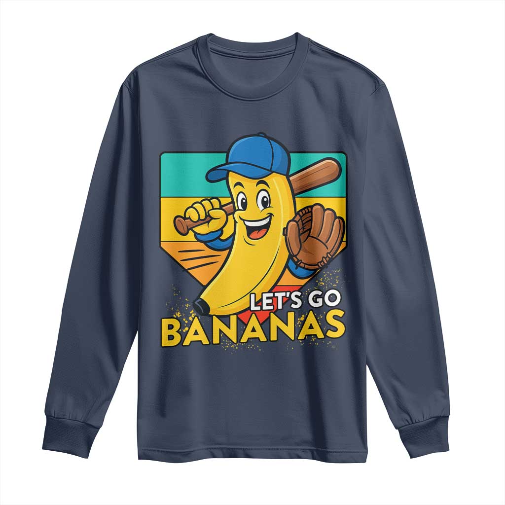 Lets Go Bananas Long Sleeve Shirt Funny Banana Baseball Fruit Sports Gift - Wonder Print Shop