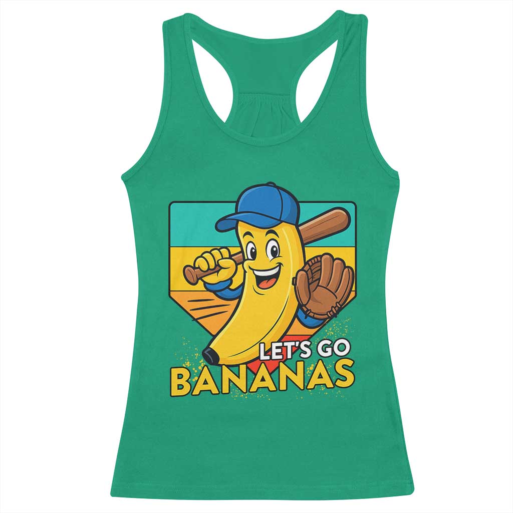 Lets Go Bananas Racerback Tank Top Funny Banana Baseball Fruit Sports Gift - Wonder Print Shop