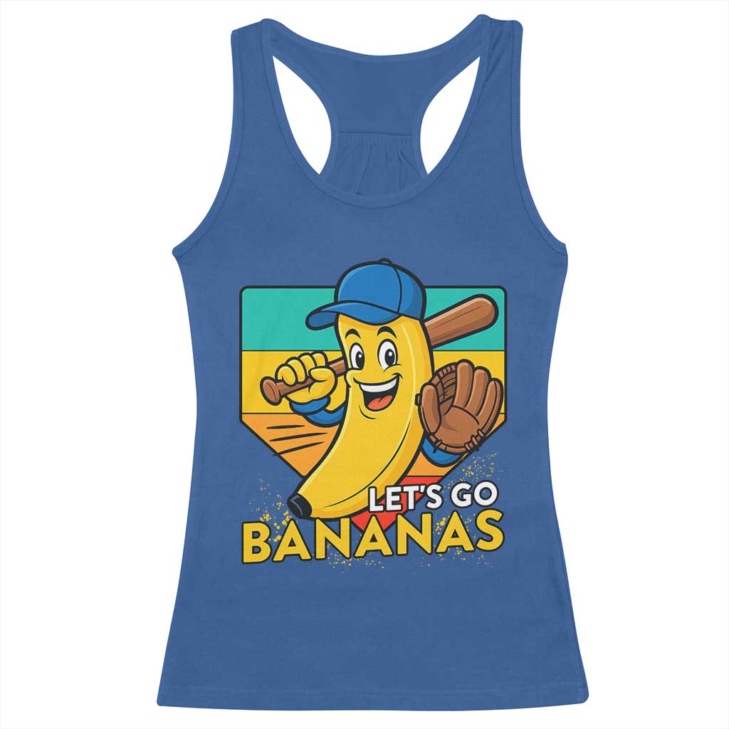 Lets Go Bananas Racerback Tank Top Funny Banana Baseball Fruit Sports Gift - Wonder Print Shop