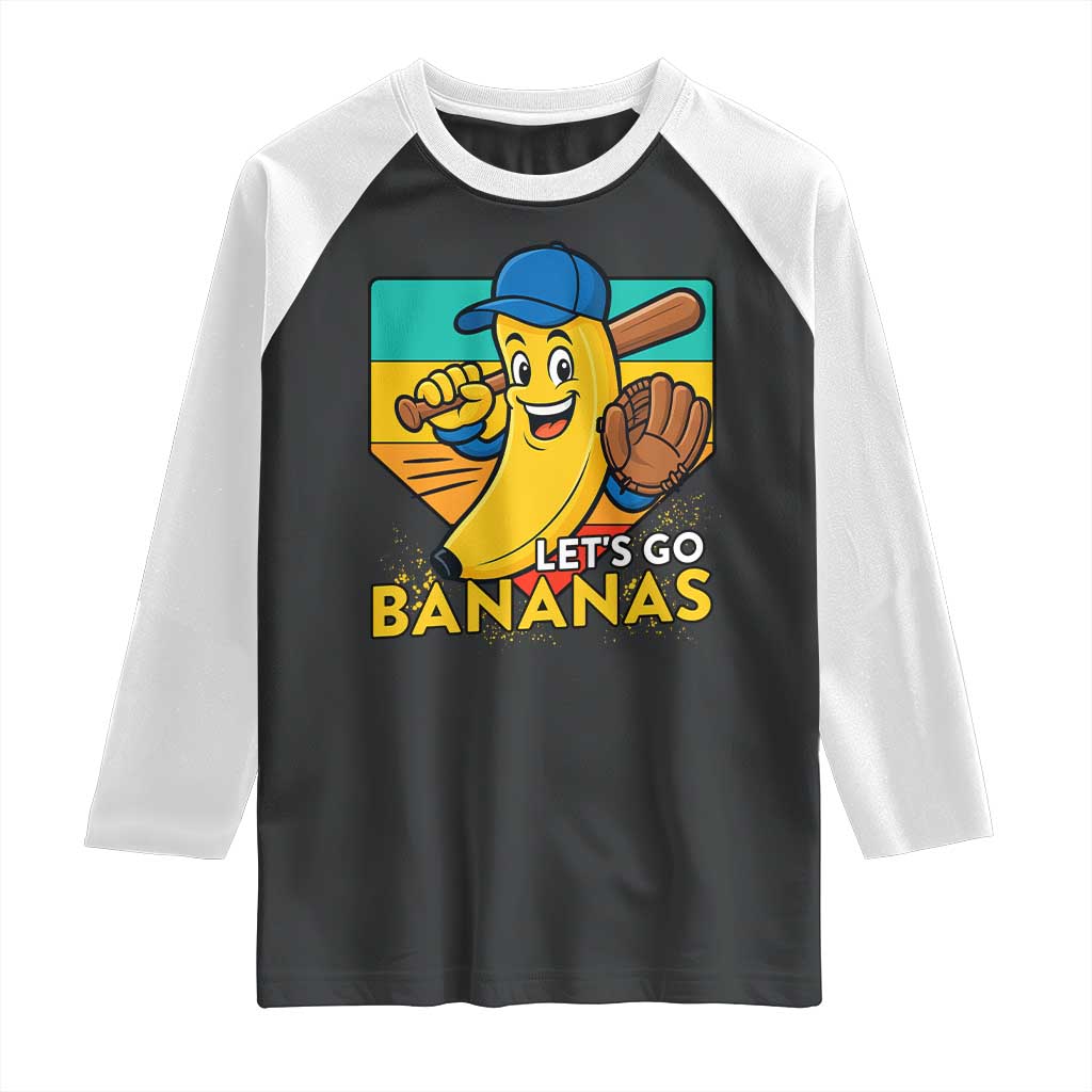 Lets Go Bananas Raglan Shirt Funny Banana Baseball Fruit Sports Gift - Wonder Print Shop