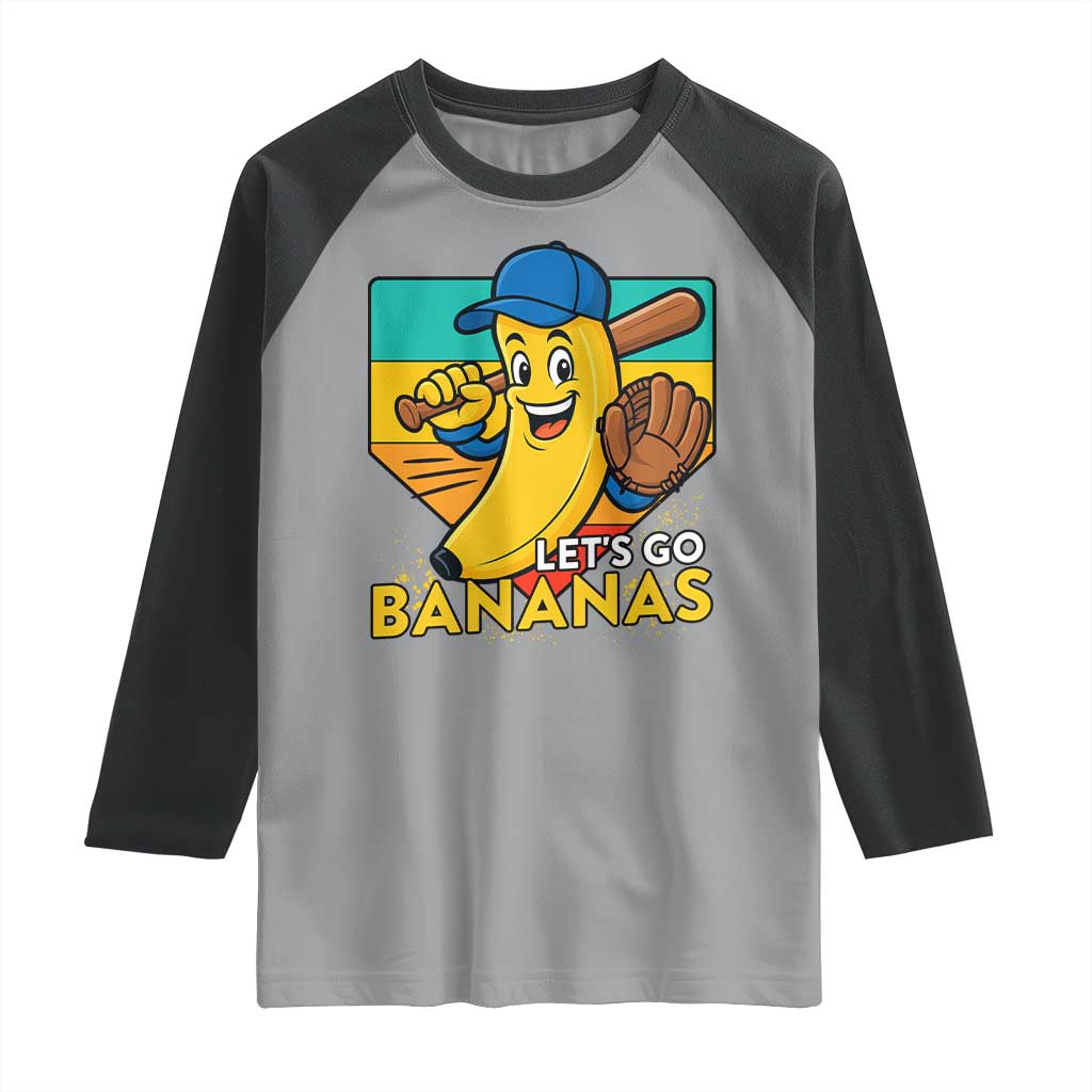 Lets Go Bananas Raglan Shirt Funny Banana Baseball Fruit Sports Gift - Wonder Print Shop