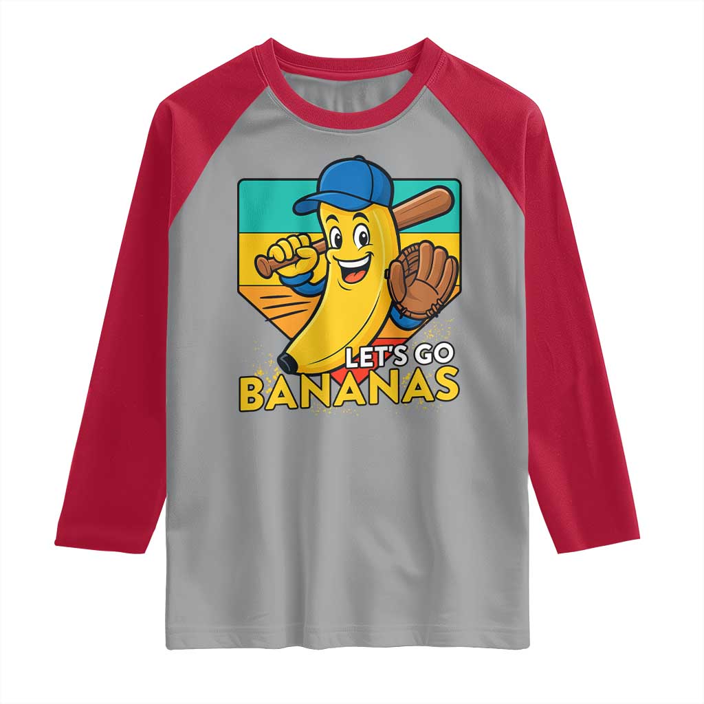 Lets Go Bananas Raglan Shirt Funny Banana Baseball Fruit Sports Gift - Wonder Print Shop