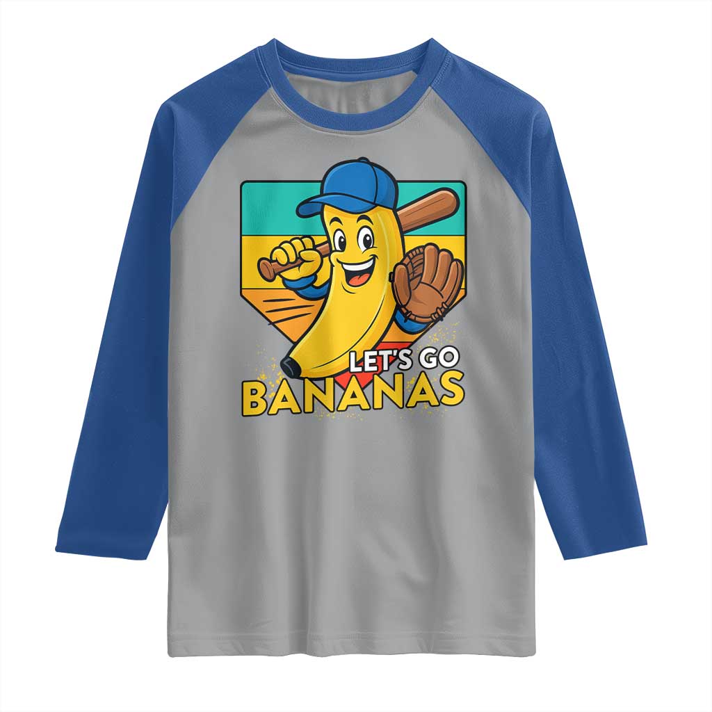 Lets Go Bananas Raglan Shirt Funny Banana Baseball Fruit Sports Gift - Wonder Print Shop
