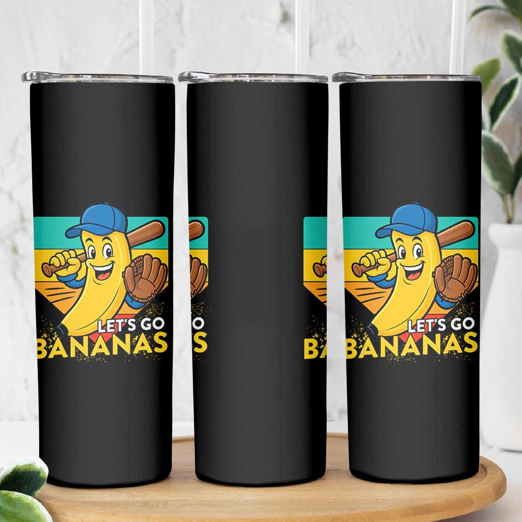 Lets Go Bananas Skinny Tumbler Funny Banana Baseball Fruit Sports Gift