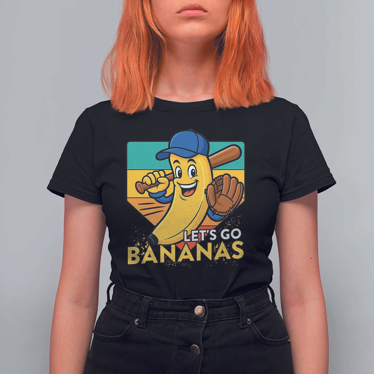 Lets Go Bananas T Shirt For Women Funny Banana Baseball Fruit Sports Gift - Wonder Print Shop
