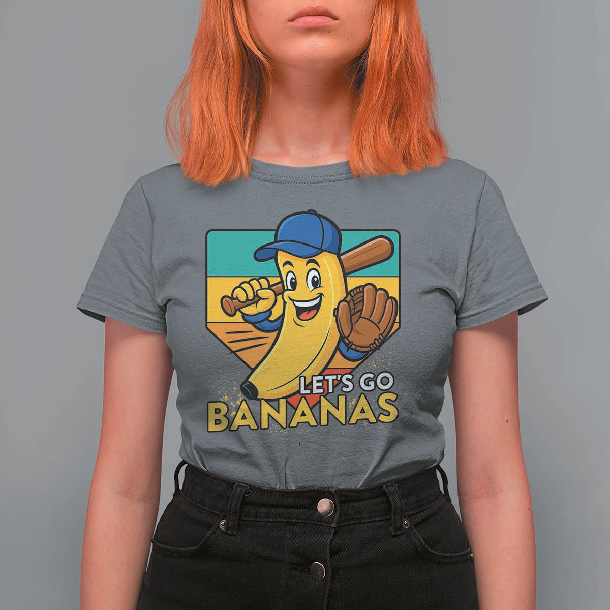 Lets Go Bananas T Shirt For Women Funny Banana Baseball Fruit Sports Gift - Wonder Print Shop