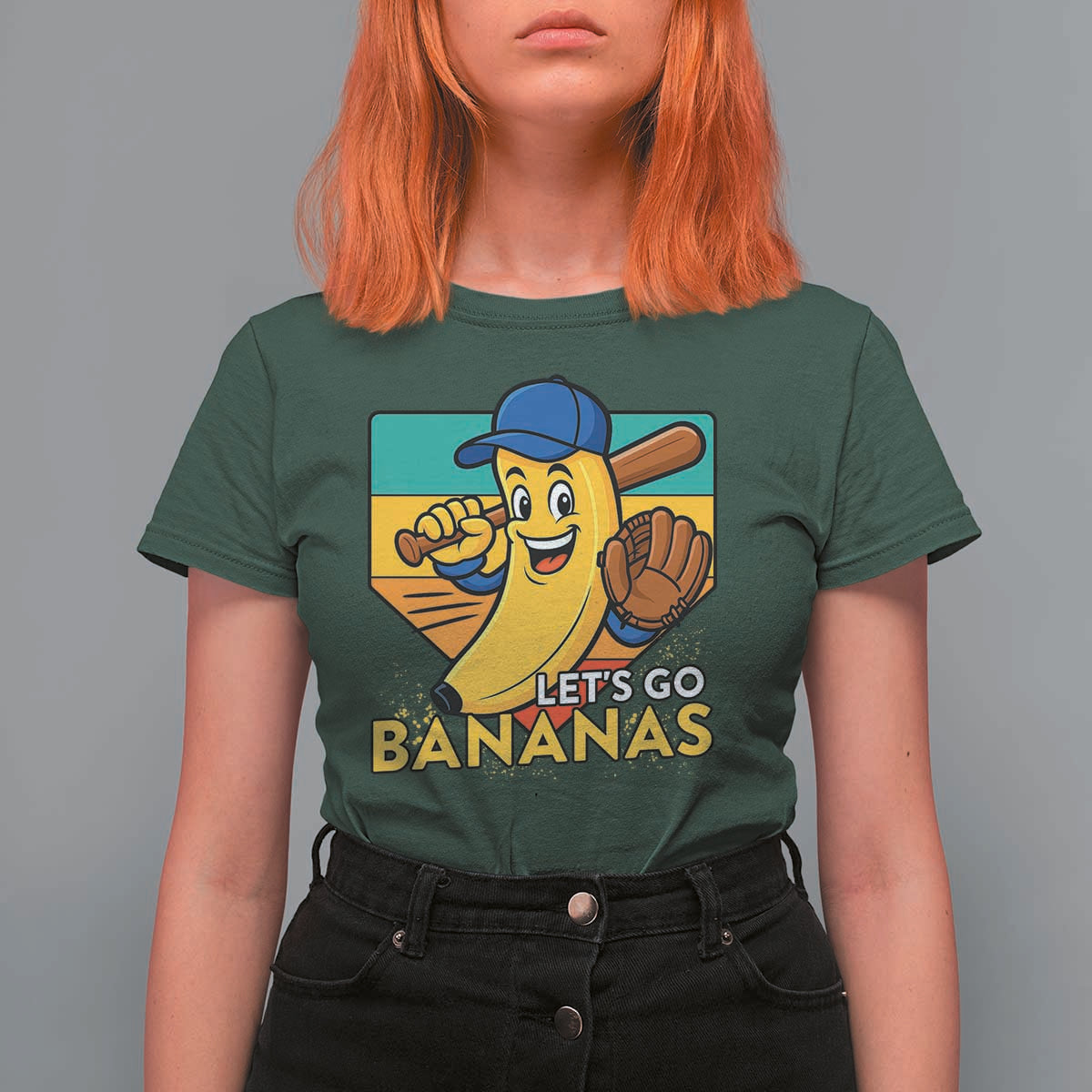 Lets Go Bananas T Shirt For Women Funny Banana Baseball Fruit Sports Gift - Wonder Print Shop