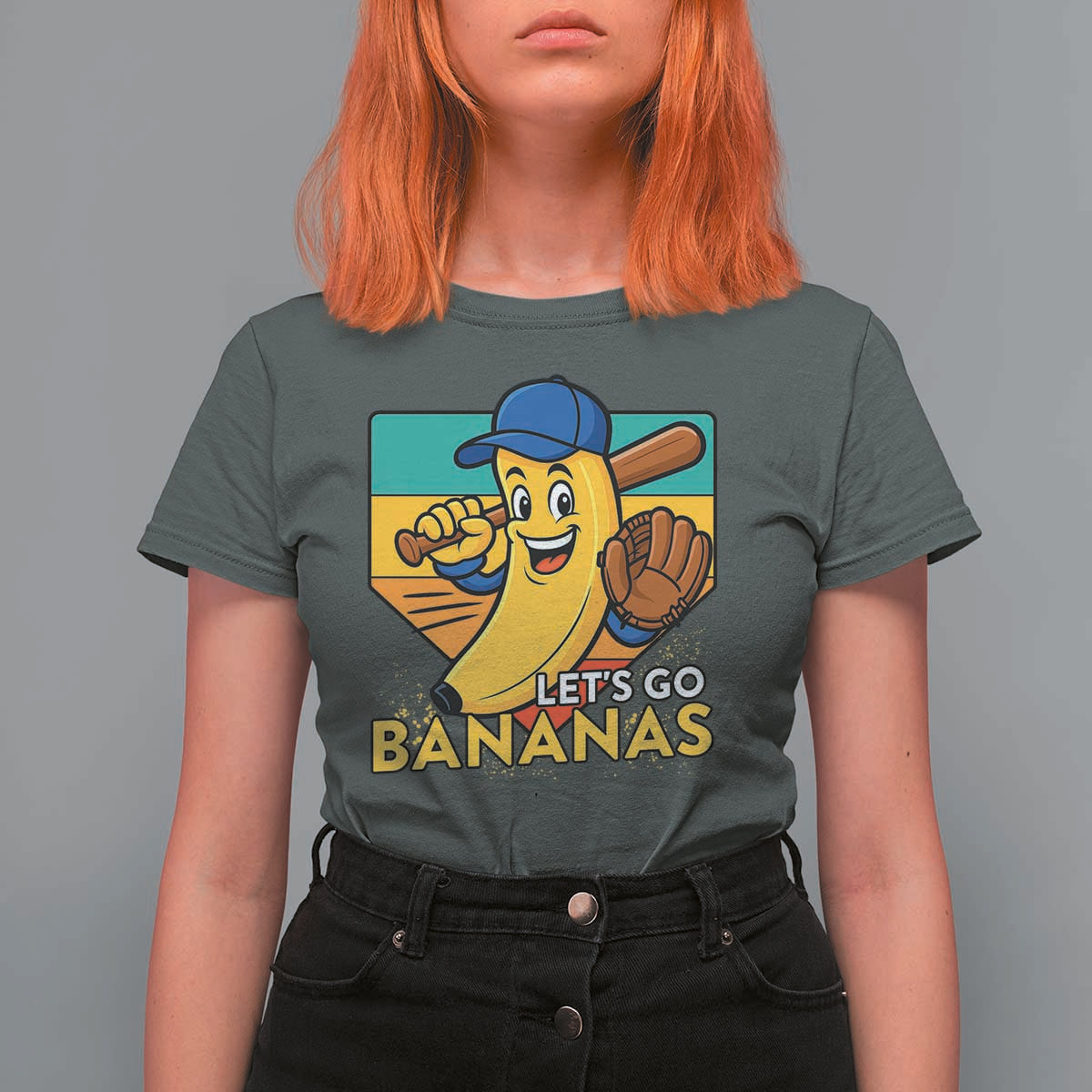Lets Go Bananas T Shirt For Women Funny Banana Baseball Fruit Sports Gift - Wonder Print Shop
