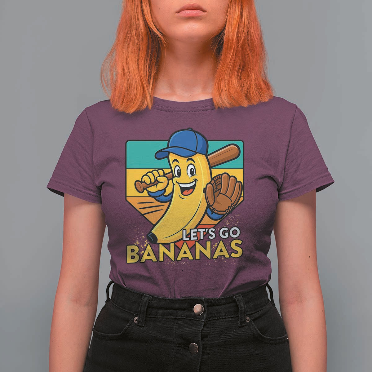 Lets Go Bananas T Shirt For Women Funny Banana Baseball Fruit Sports Gift - Wonder Print Shop