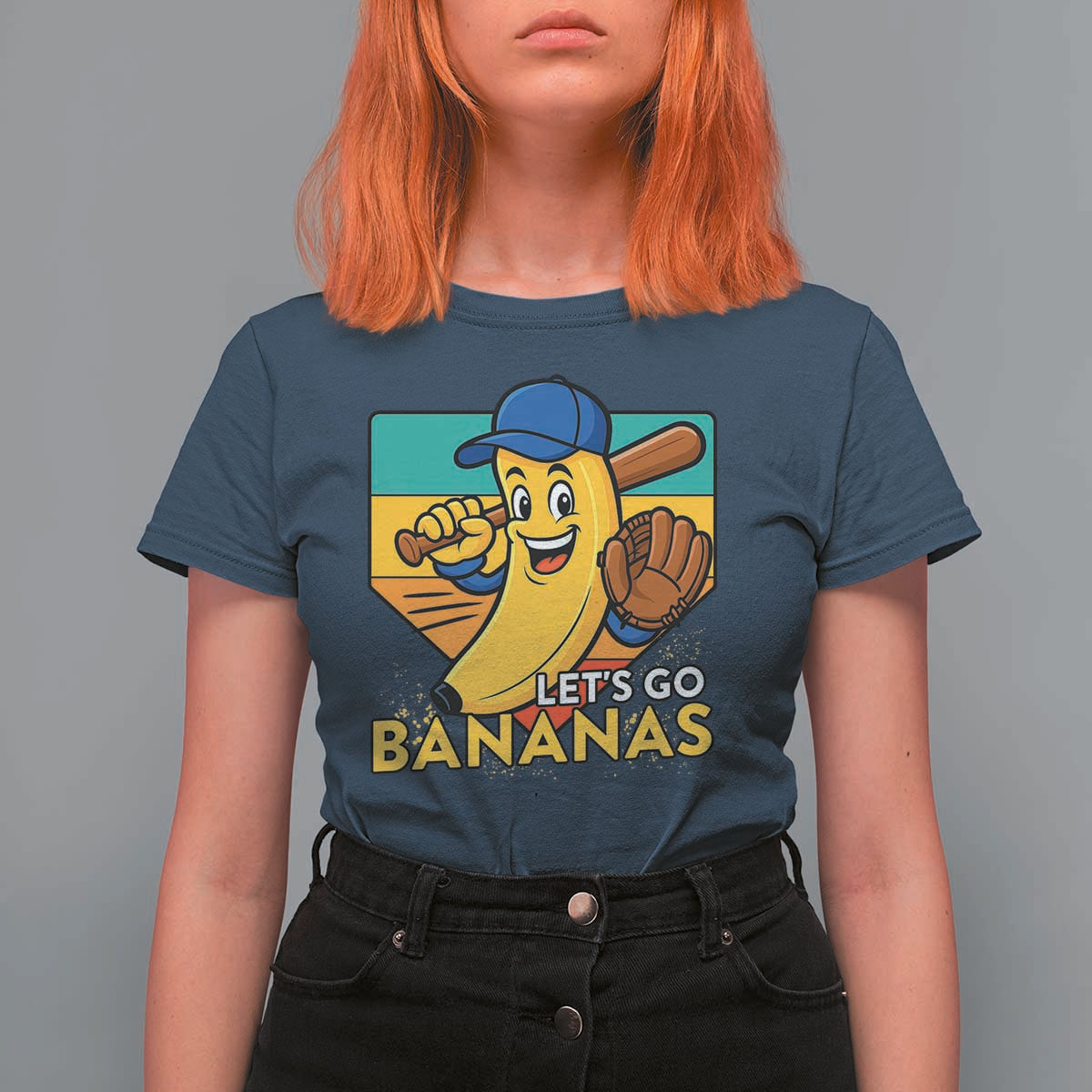 Lets Go Bananas T Shirt For Women Funny Banana Baseball Fruit Sports Gift - Wonder Print Shop