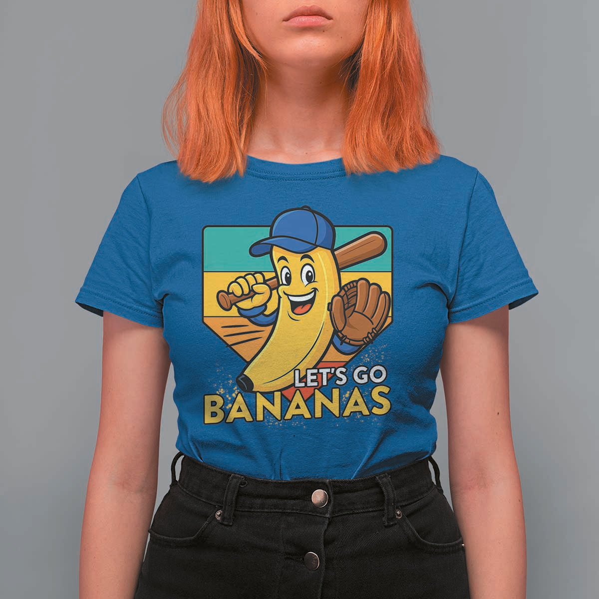 Lets Go Bananas T Shirt For Women Funny Banana Baseball Fruit Sports Gift - Wonder Print Shop