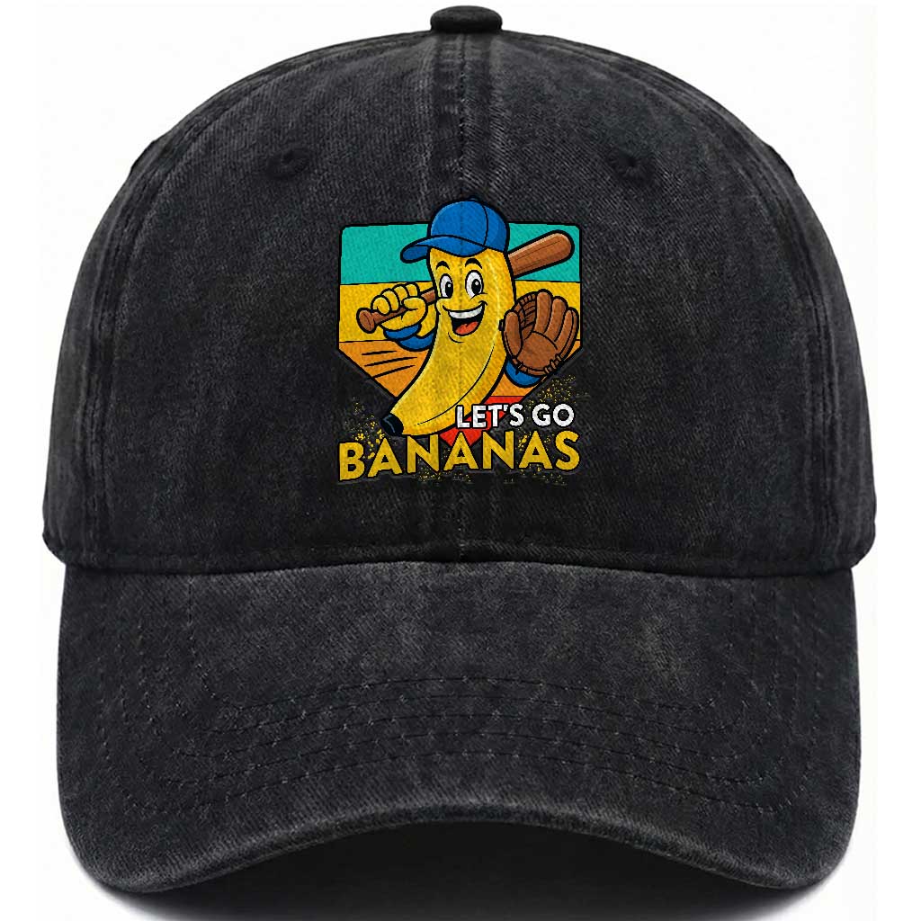 Lets Go Bananas Washed Cotton Baseball Cap Funny Banana Baseball Fruit Sports Gift