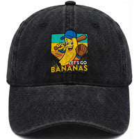 Lets Go Bananas Washed Cotton Baseball Cap Funny Banana Baseball Fruit Sports Gift