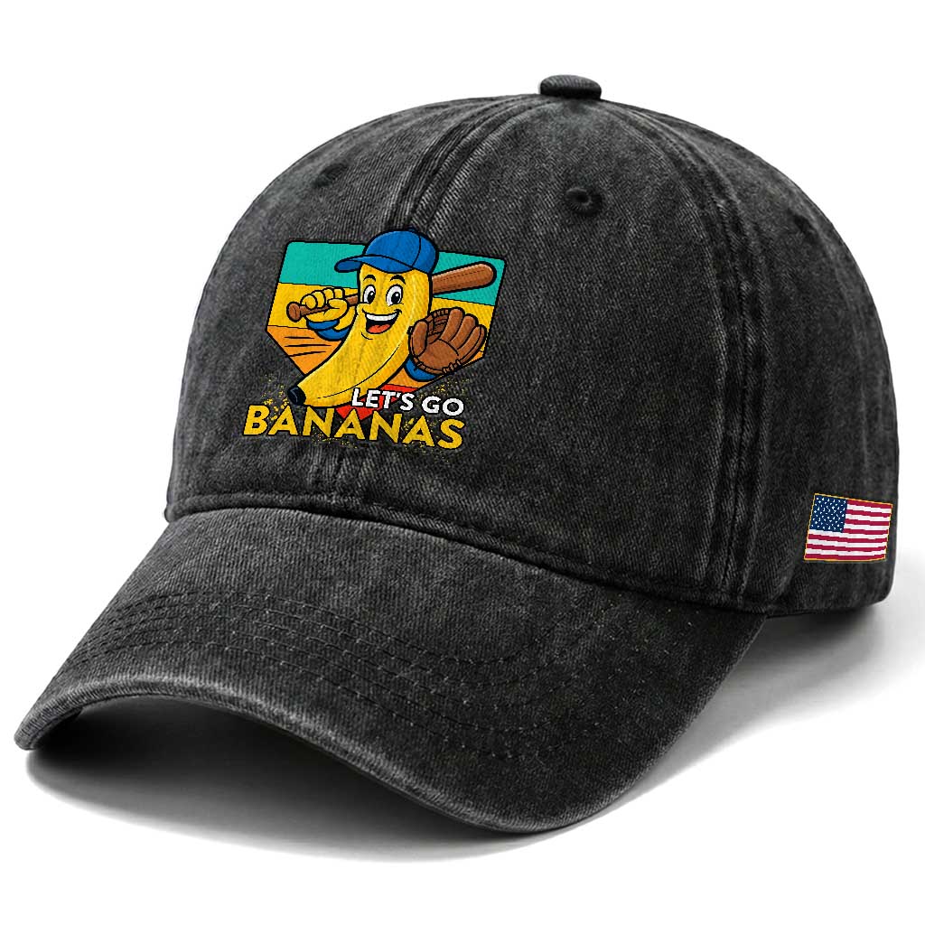 Lets Go Bananas Washed Cotton Baseball Cap Funny Banana Baseball Fruit Sports Gift