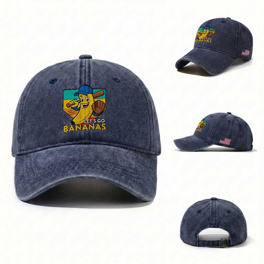 Lets Go Bananas Washed Cotton Baseball Cap Funny Banana Baseball Fruit Sports Gift