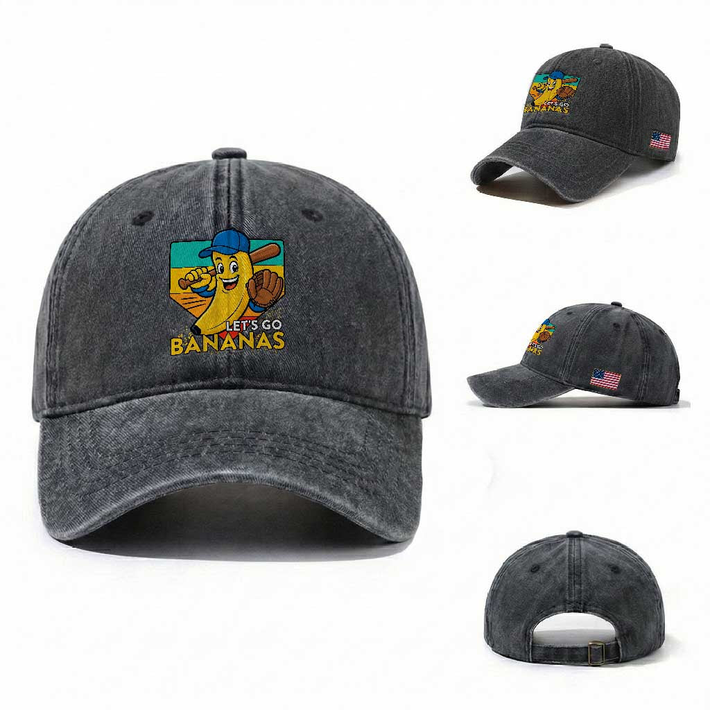 Lets Go Bananas Washed Cotton Baseball Cap Funny Banana Baseball Fruit Sports Gift