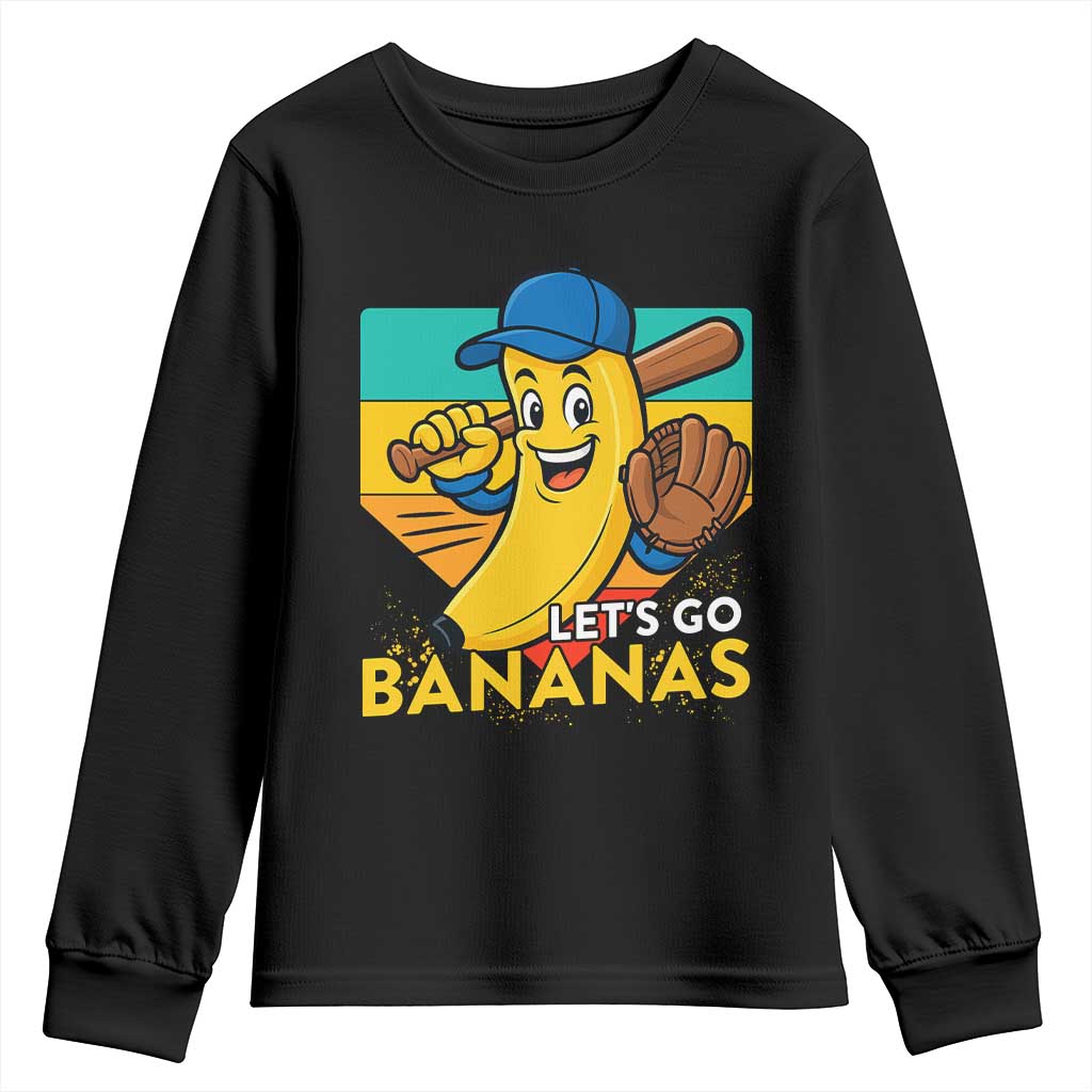 Lets Go Bananas Youth Sweatshirt Funny Banana Baseball Fruit Sports Gift - Wonder Print Shop