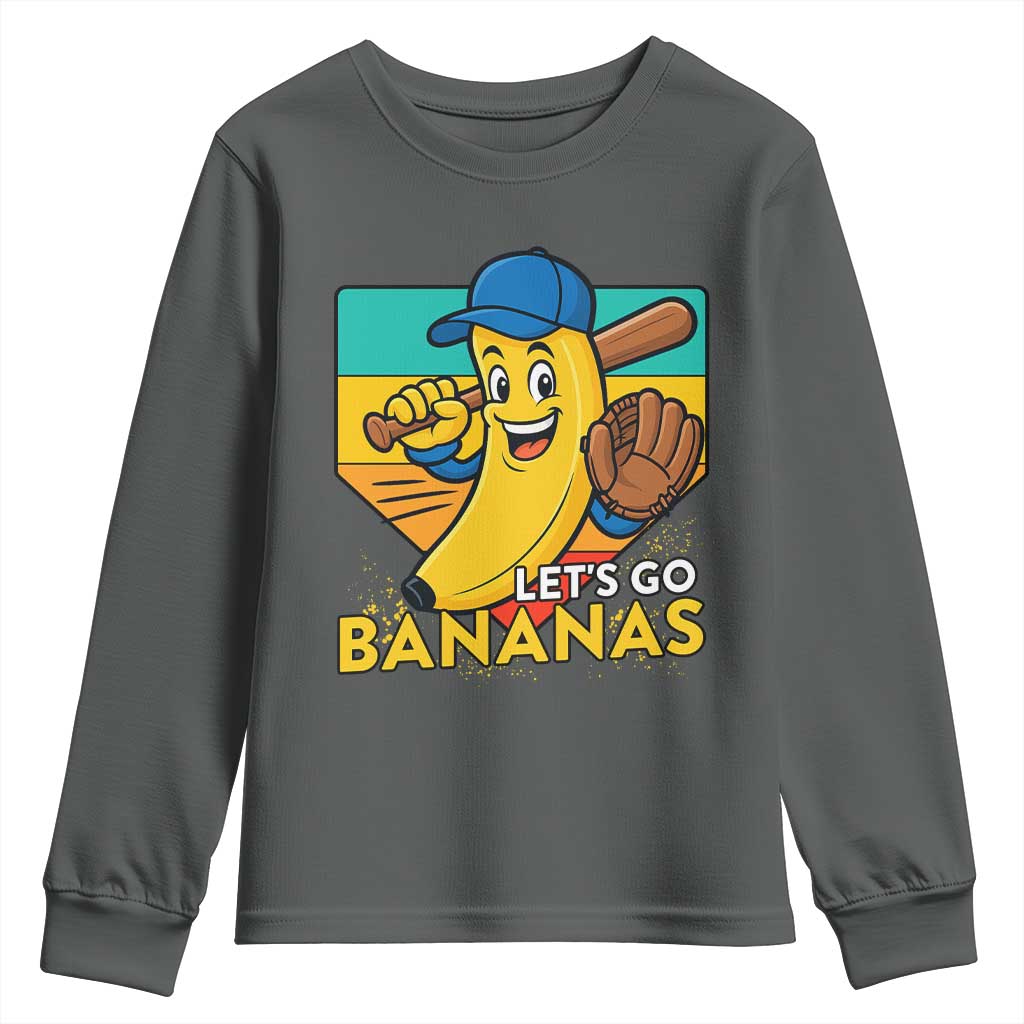Lets Go Bananas Youth Sweatshirt Funny Banana Baseball Fruit Sports Gift - Wonder Print Shop