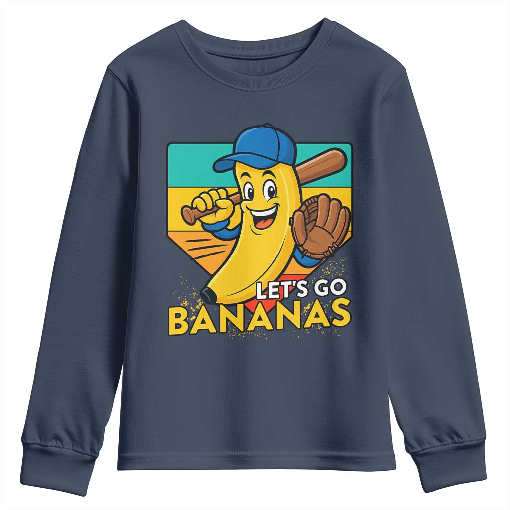Lets Go Bananas Youth Sweatshirt Funny Banana Baseball Fruit Sports Gift - Wonder Print Shop