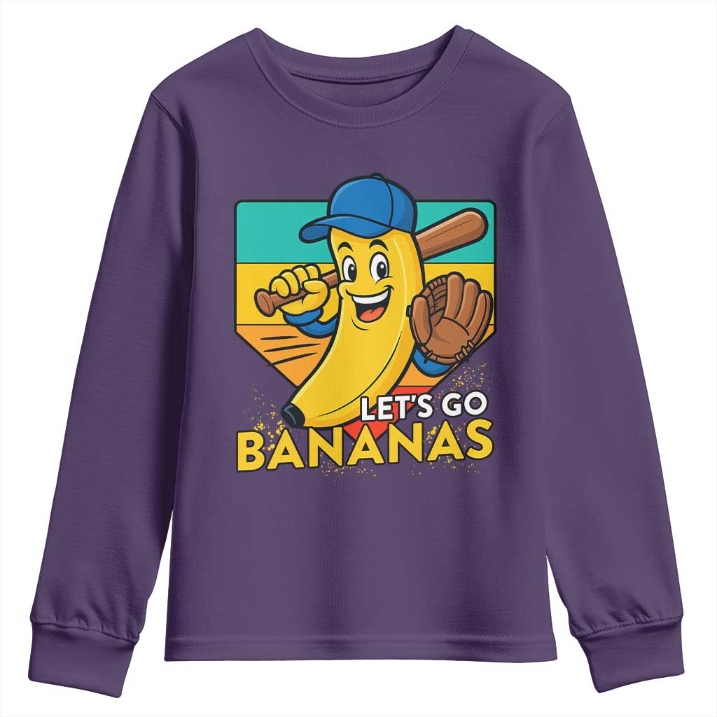 Lets Go Bananas Youth Sweatshirt Funny Banana Baseball Fruit Sports Gift - Wonder Print Shop