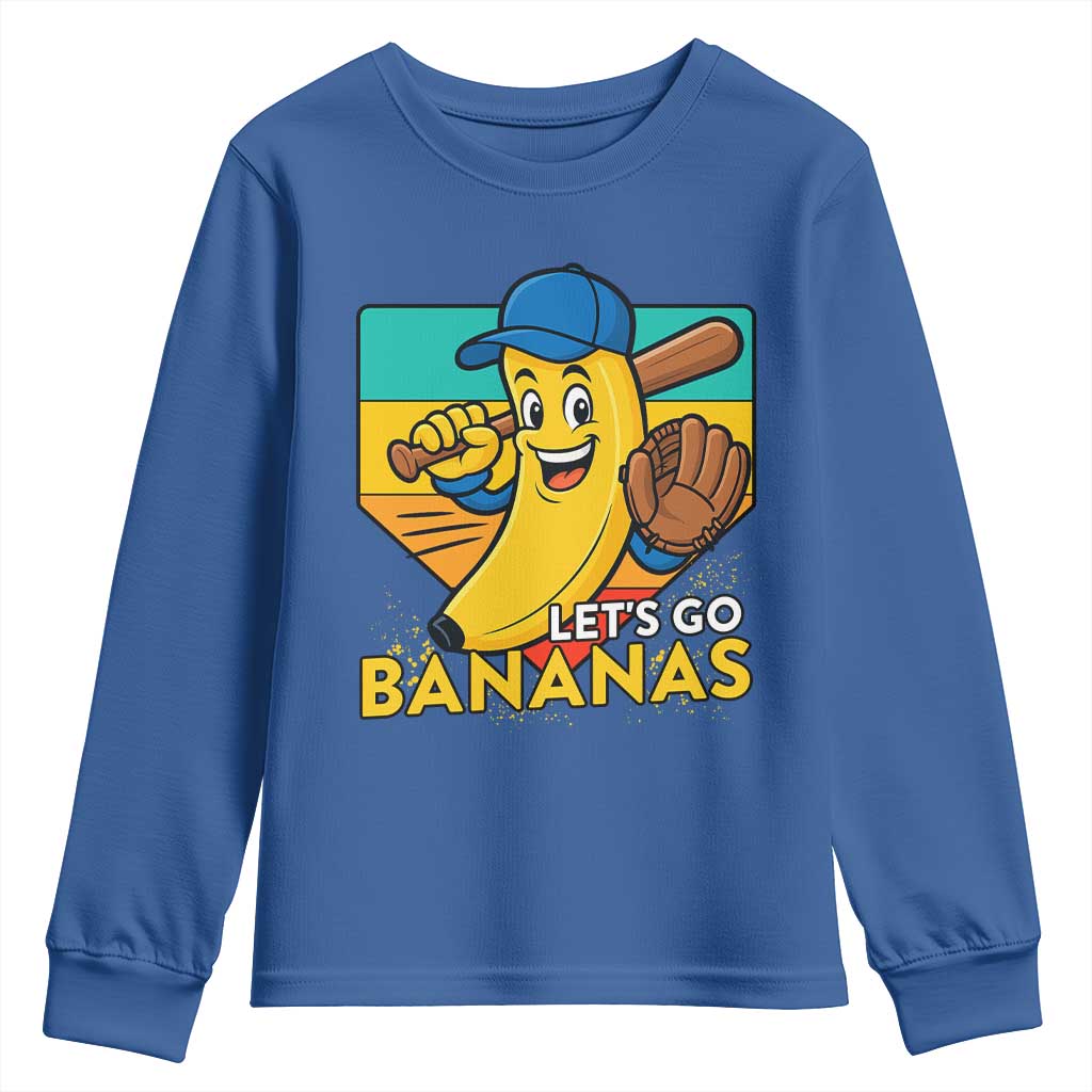 Lets Go Bananas Youth Sweatshirt Funny Banana Baseball Fruit Sports Gift - Wonder Print Shop