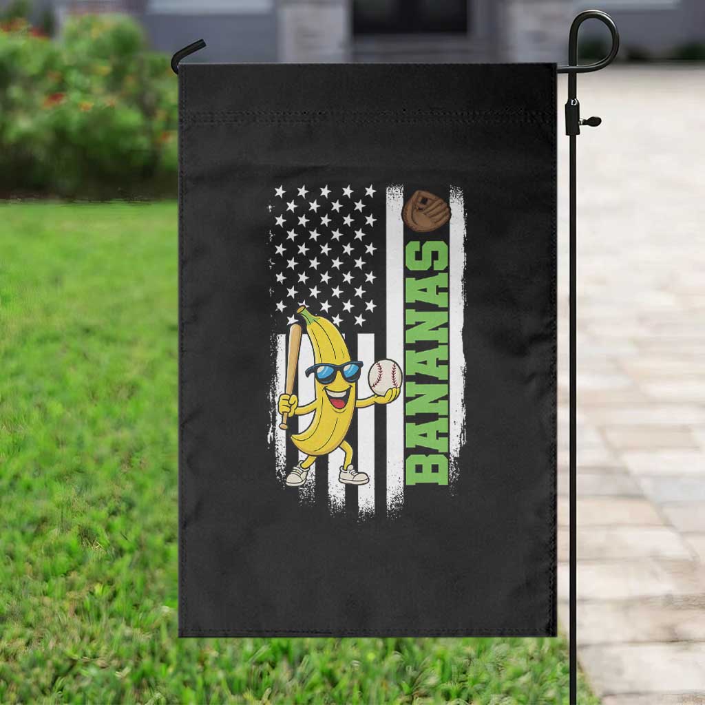 Banana Playing Baseball Lover Garden Flag Retro American Flag - Wonder Print Shop