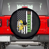 Banana Playing Baseball Lover Spare Tire Cover Retro American Flag - Wonder Print Shop