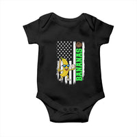 Banana Playing Baseball Lover Baby Onesie Retro American Flag - Wonder Print Shop