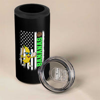 Banana Playing Baseball Lover 4 in 1 Can Cooler Tumbler Retro American Flag